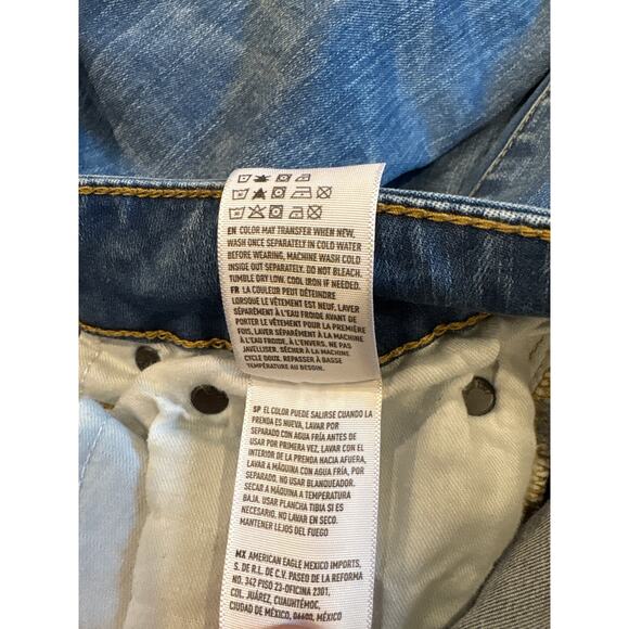 American Eagle Jeans Mens Size 28x32 Blue Jean Slim Tapered Leg Stretch Thrashed - Picture 7 of 11